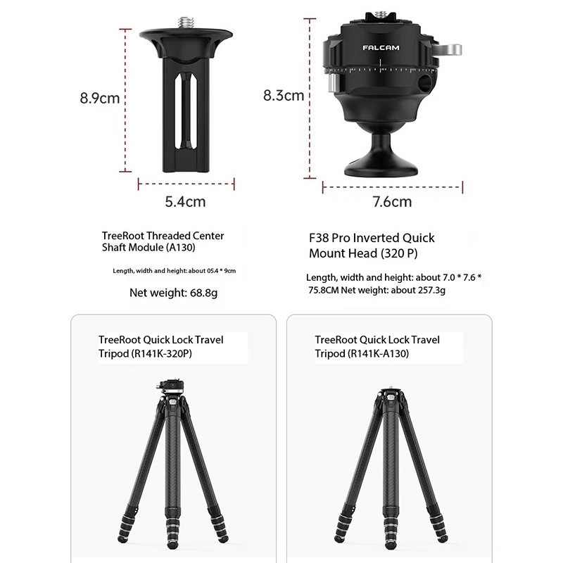 FALCAM 4301 R141K-320P/T00A4302 R141K-A130 Treppiede TreeRoot Quickloc in Fibra di Carbonio Portatile Professionale per Fotografia - immagine 6