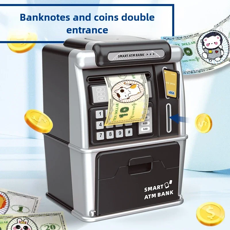 Smart Electronic ATM Piggy Bank for Boys Girls Password Lock Coin Banknote Savings Anti-Theft Banking Toy with Music Kids Gift