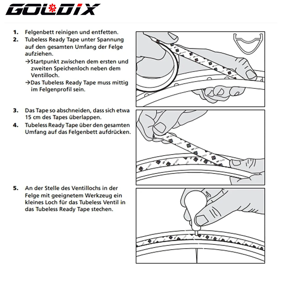 GOLDIX 50m Nastro per cerchione tubeless per bicicletta da strada di montagna per mountain bike Anello da strada Tappetino per pneumatici per vuoto Ruota per bicicletta Set di ruote in carbonio - immagine 4