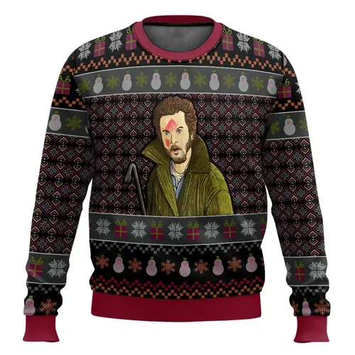 Merry Christmas alone at home Ugly Christmas sweater cartoon animation Men's pullover 2026 fashionable couple shirts Sweatshirt - Image 26