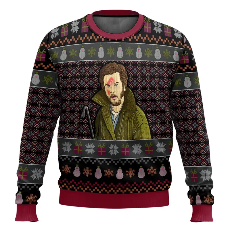 Merry Christmas alone at home Ugly Christmas sweater cartoon animation Men's pullover 2026 fashionable couple shirts Sweatshirt - Image 26