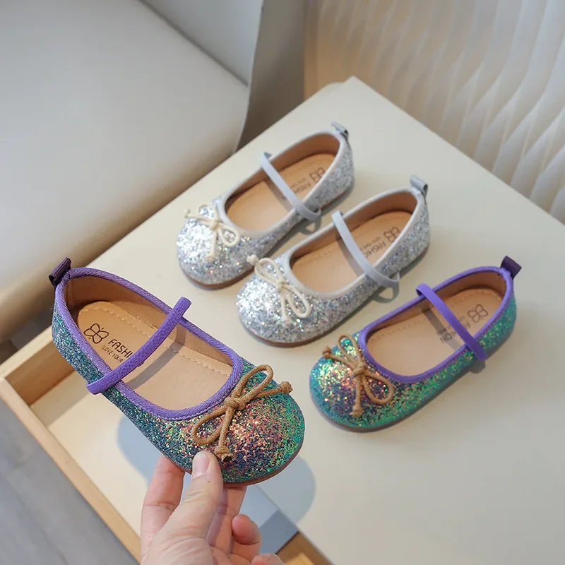 Glitter Little Mermaid Princess Shoes for Girls Stylish Evening Dress Shoes Girl Bling Birthday Wedding Party Shoes Kids 2