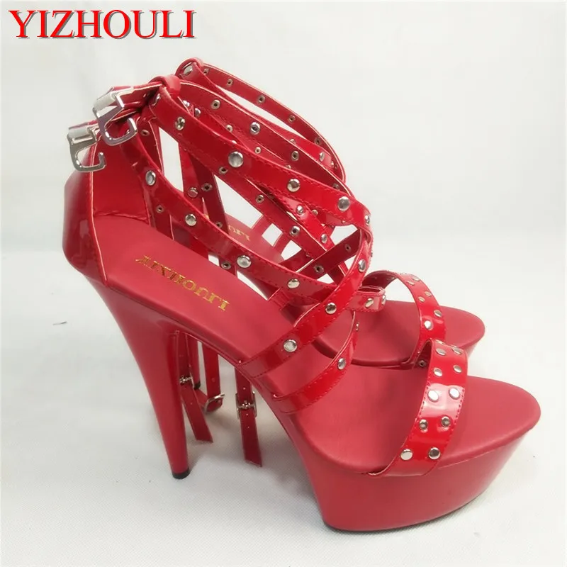 

15cm black wedding sandals 8 inches high heels open-toed shoes platform of fashionable women high heels pump sexy dance shoes