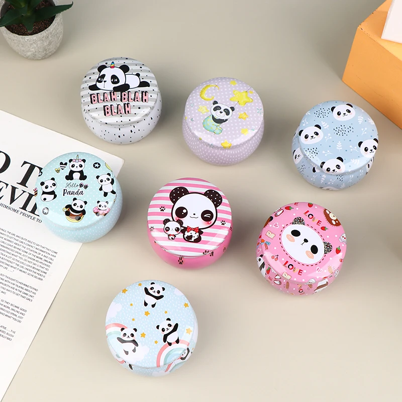 귀여운 팬더 캔디 캔들 차 캔 주석 항아리 DIY 뚜껑이 있는 빈 금속 용기 만들기 홀더, 정리 보관 케이스