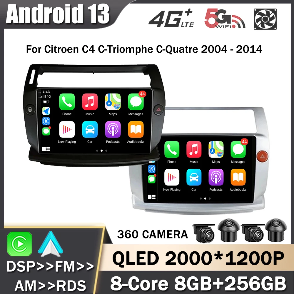 

Автомобильный мультимедийный плеер, 9 дюймов, Android 13, GPS-навигация Carplay NO 2Din, 4G, Wi-Fi, для Citroen C4 C-Triumph C-четыре 2004 - 2014