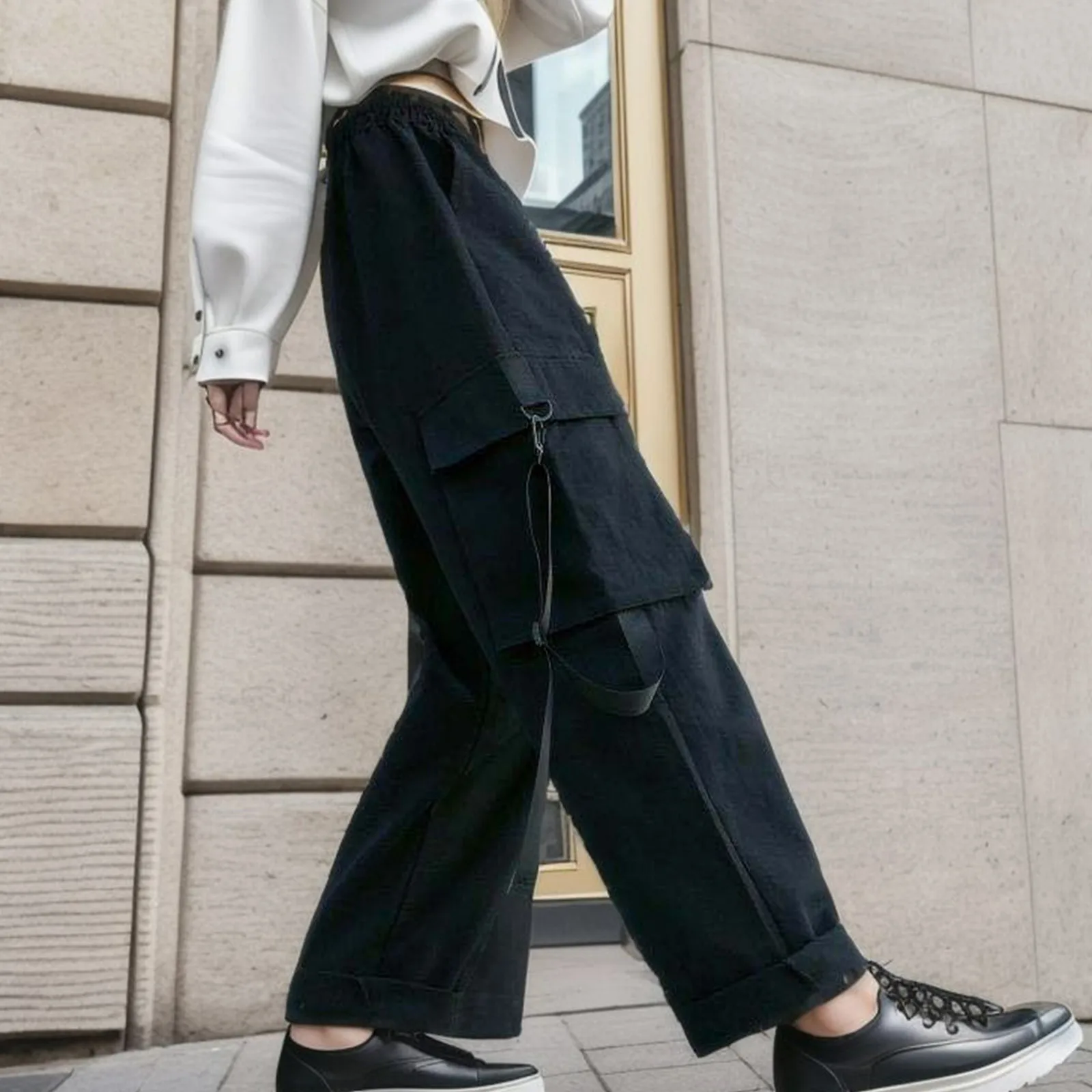 

Cargo Pants Vintage Jogging Trousers Womens Wide Leg Loose Fit Long Pants Straight Solid Trousers Joggers Trousers Sweatpants