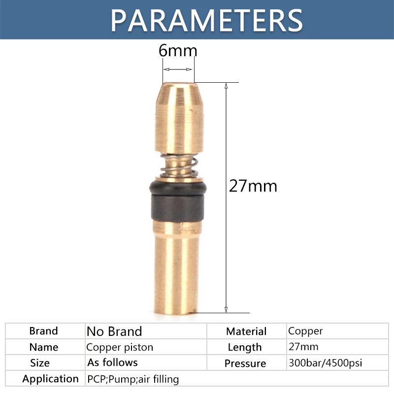 Air Pump Parts 2pcs Copper Piston 30Mpa 300bar 4500psi High Pressure Pump Spare Kit Third Stage Replacement Kit