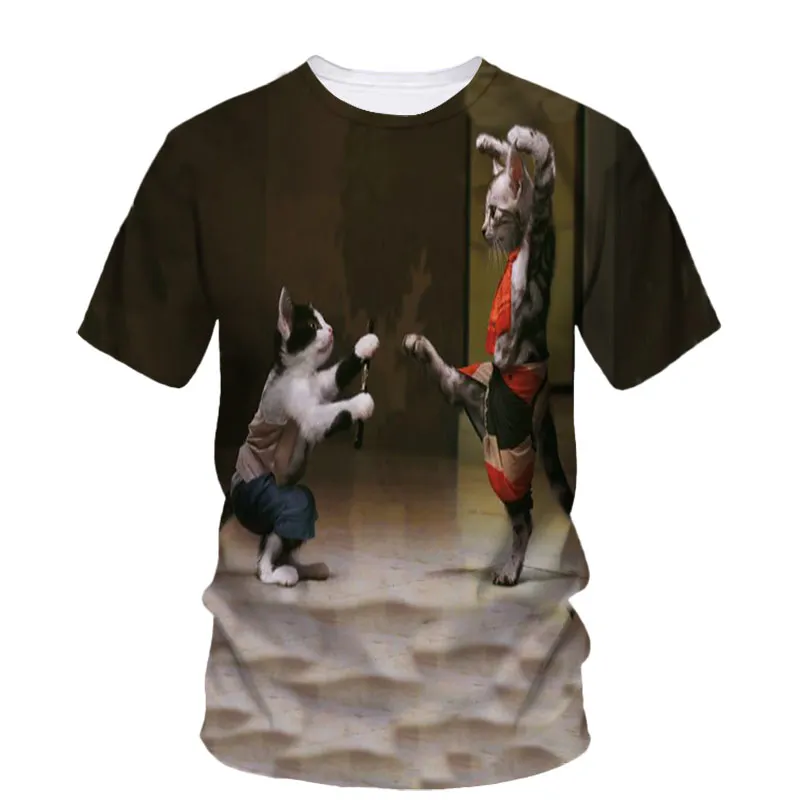 Fashion Taekwondo Men's T-Shirt Quick-Drying Martial Arts Sanda 3d Pattern Tough Man O-Neck Short Sleeve Outdoor Top