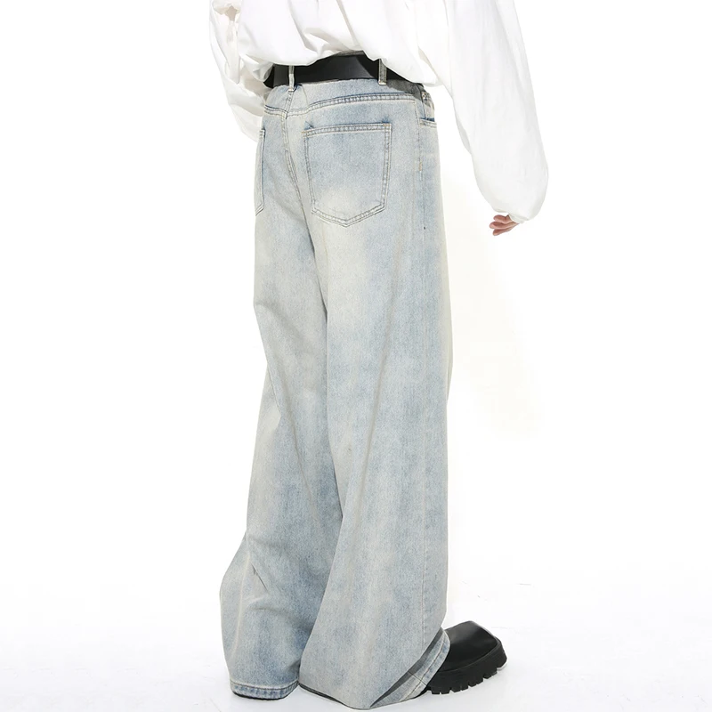 IEFB Washed Male Jeans Korean Fashion Worn Out Gradient Color Men's Denim Straight Pants Men Wide Leg Trousers Spring New 9C4502 5