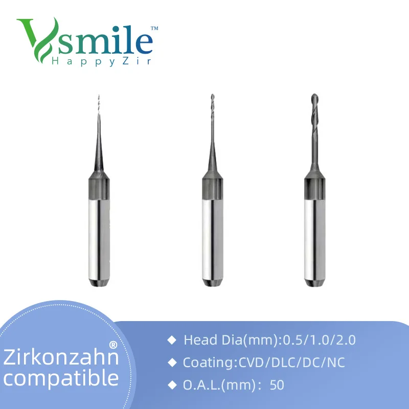 Popolare Dental Tools Shank 6.0Mm Per Zirconia/Pmma Con Rivestimento Diamantato Per Fresatrice Cad Cam Zirkonzahn M1M2