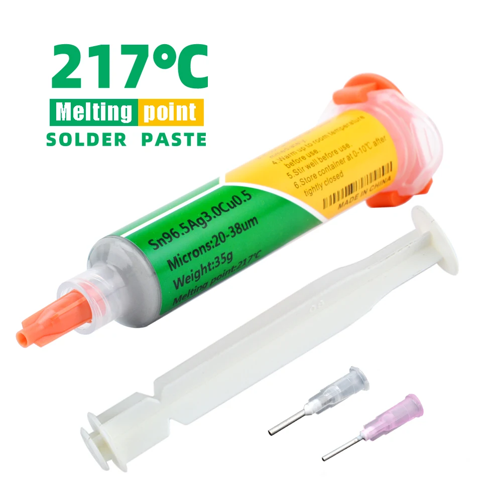 Needle-tube Type Lead-Free Solder Paste Sn96.5Ag3.0Cu0.5 Melting Point 217℃ Repair Soldering Paste PCB Repair Welding 305 Paste wnb 10cc sn96 5 ag3 cu0 5 syringe lead free solder tin paste melting point 217℃ soldering paste for motherboard component repair