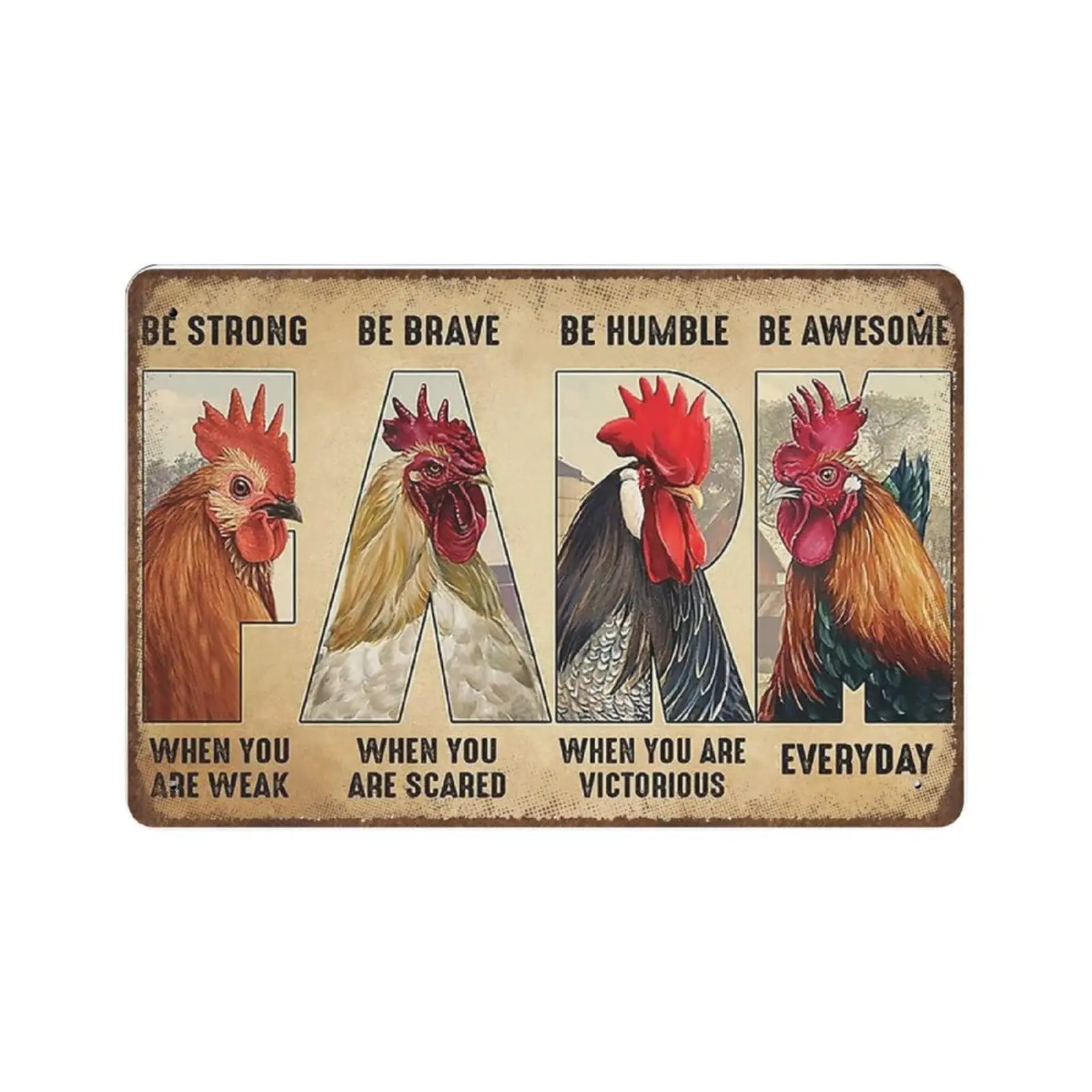 

Vintage Metal Tin Sign Plaque,Chicken Rooster Kitchen Tin Sign,Man cave Pub Club Cafe Home Decor Plate，Birthday Anniversary Hous