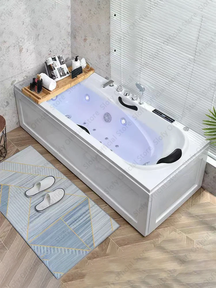 Acrylic Bathtub for Apartment/Family, Multifunctional Bathtub Dual-side Skirt Left Skirt , Bathroom Furniture with Accessories