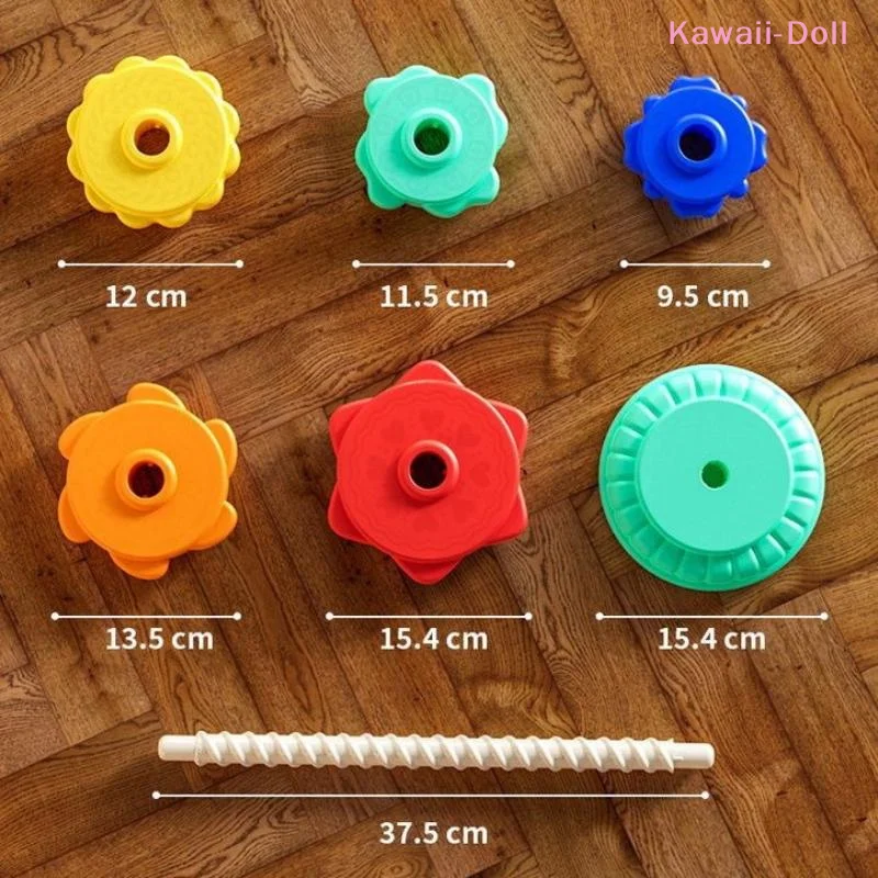 [DO]1 Set Baby Spinning Stacking Puzzle Toys Montessori Rotating Rainbow Tower Children Develop Motor Skills Game Kids Gift[DO] - 5