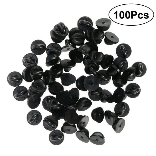 50pcs Black PVC Rubber Pin Backs Butterfly Clutch Tie Tack Lapel Holder  Clasp Pin Cap Keepers for Uniform Badges Replacements