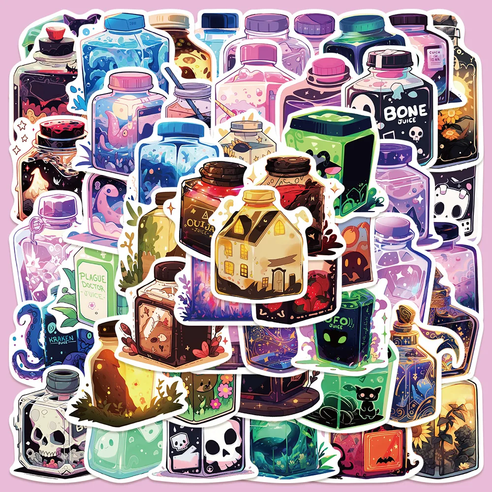 

50pcs Cartoon Gothic Magic Juice Series Graffiti Sticker Suitable for Helmets Desktop Wall Decoration DIY Sticker Pack Wholesale