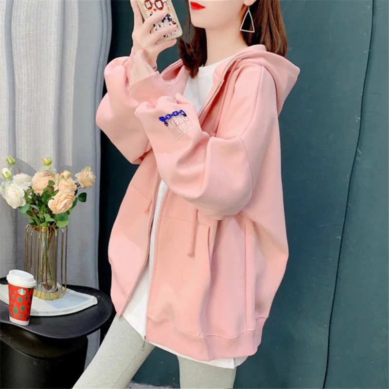 

2023 Zip up Essentials Hoodies for Woman Oversized New in Korean Fashion Hooded Sweatshirts Female Streetwear Loose Zipper Hoody