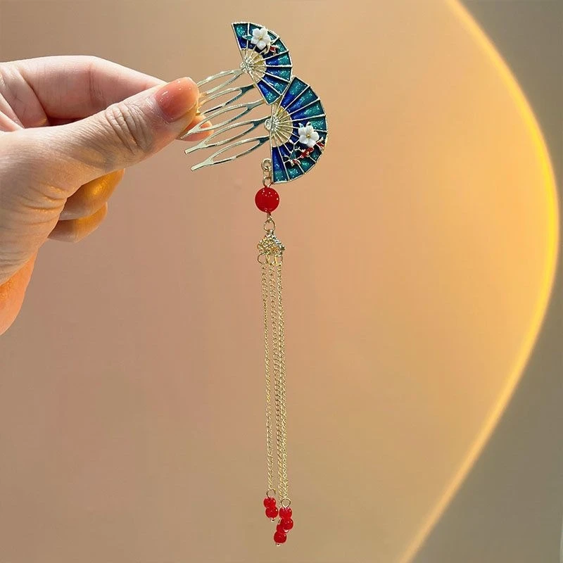 Peigne à cheveux rétro avec franges pour accessoire de mariage_voghion.com