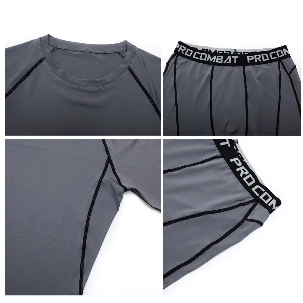 Men's Superhero Running Set Bodybuilding Sport T-Shirt Quick Dry Short Sleeve Compression Gym Suit Men Fitness Tight Rashgard 5