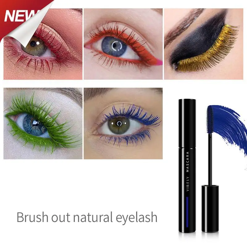 Цветная тушь для ресниц удлинение завитые ресницы синяя желтая зеленая тушь для ресниц рандомный макияж глаз без пятен
