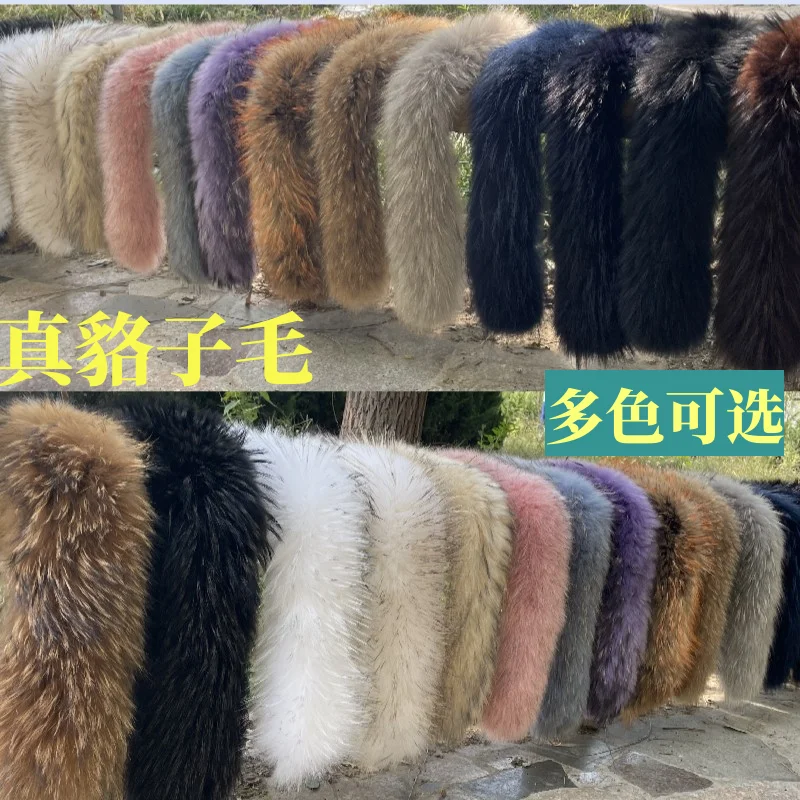Women Natural Raccoon Fur Collar Neck Keep Warm Red Scarf Winter Coat Luxury Fox Scarves Decorate Fashion Designer Scarfs Female 4