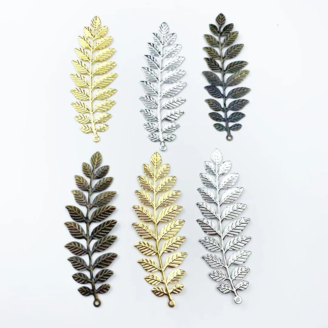 100pcs 32*95mm 금속 중공 잎 꽃 필름 비즈 바느질 코스프레 의상 고대 신부 머리 머리 장식 가방 의류 장식