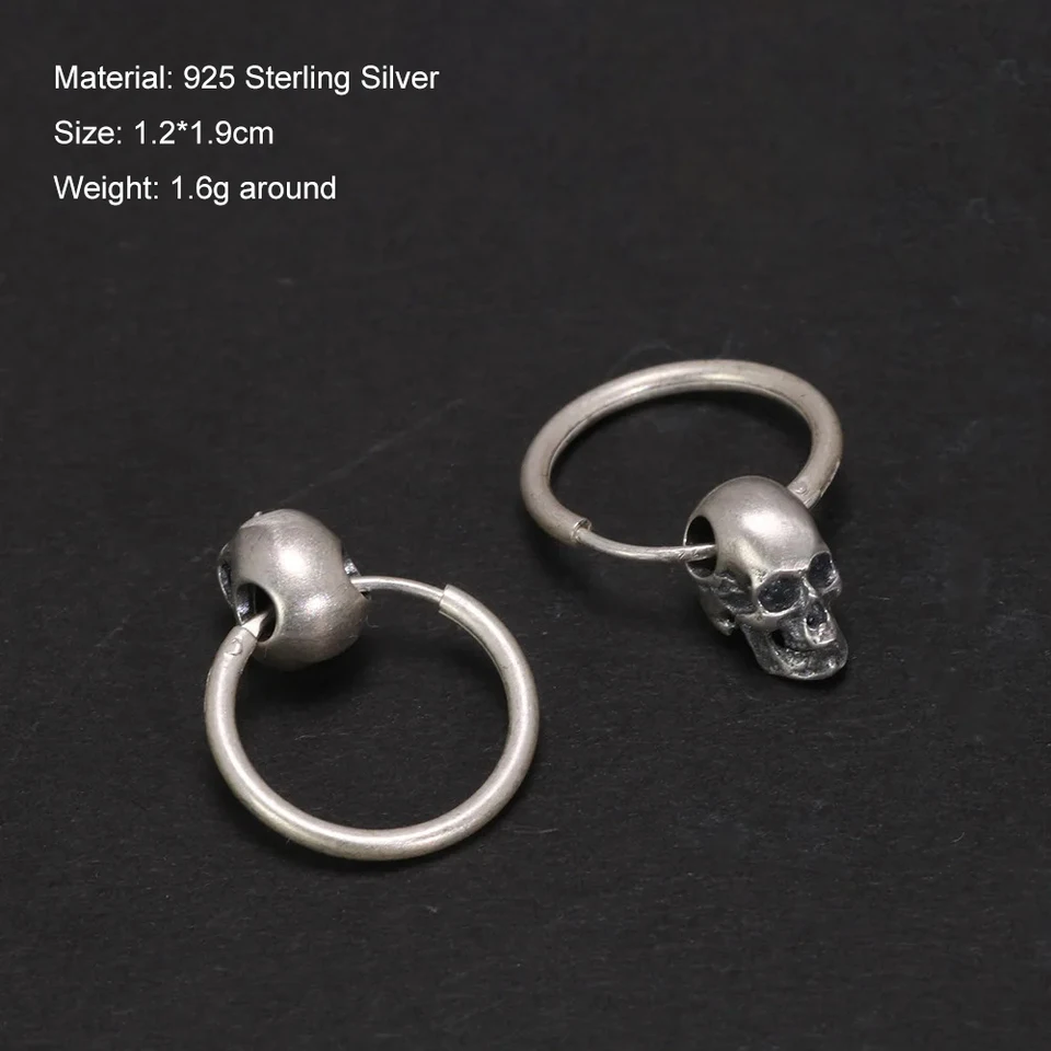Orecchini A Teschio In Argento Sterling 925 - Design Scheletro Gotico, Ipoallergenici, Con Confezione Regalo - Gioielli Unisex