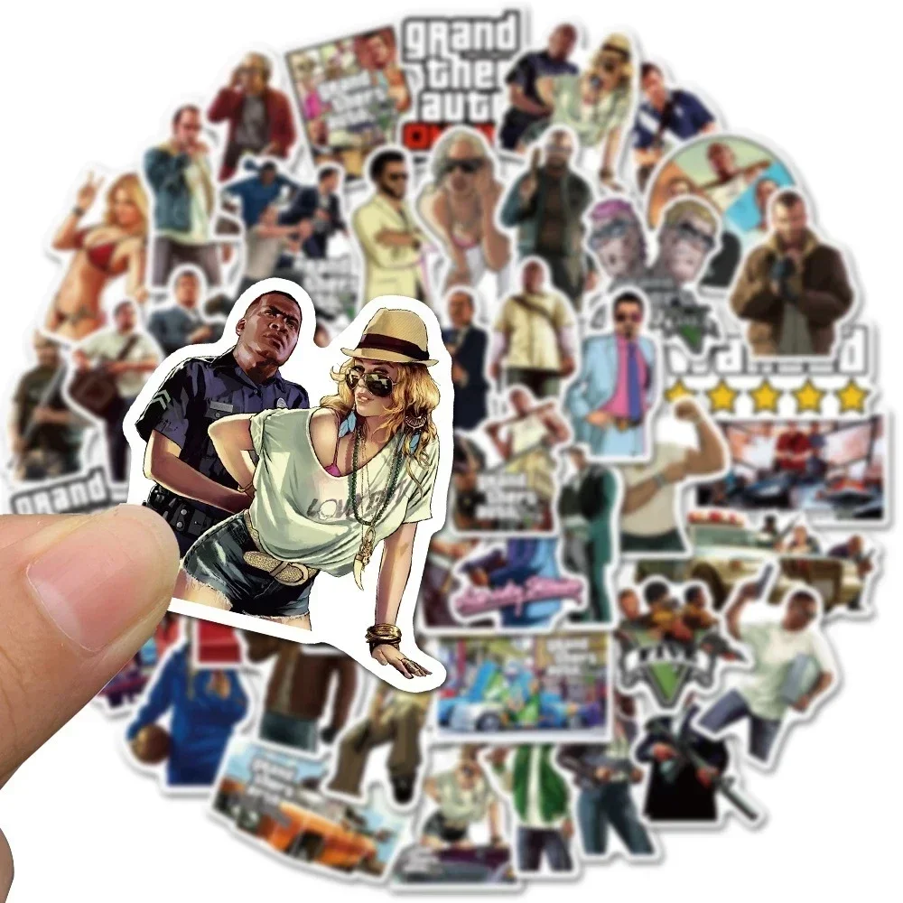 Decorative Stickers 50Pcs Game GTA for Laptop Skateboard Guitar Phone Luggage Car Vinyl DIY Decals
