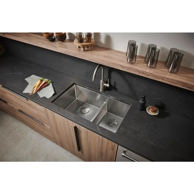 Ruvati 36-inch Low-Divide Undermount 60/40 Double Bowl 16 Gauge Stainless Steel Kitchen Sink - RVH7417 6