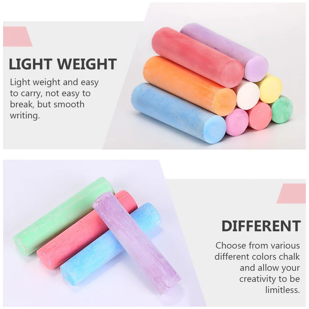 20pcs Colorful Chalks Dust-Free Large Portable Teaching Supplies Blackboard Painting Chalks Practical Graffiti Chalk