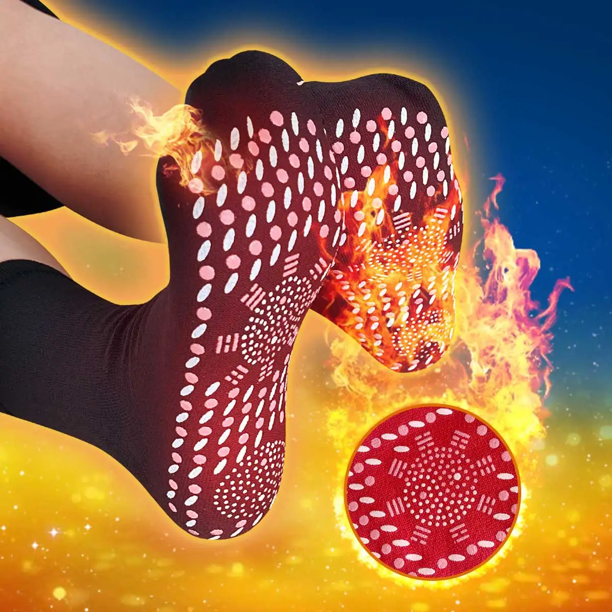 Self-heating Socks Men Women Health Warming Fever Sock Non-slip Dot Foot Massage Magnetic Therapy Relieve Tired Winter 1/2/4Pair thermal socks