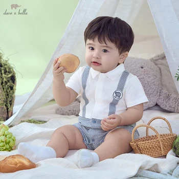 Dave Bella Neonati maschi Body Plaid Maniche corte Estate Tuta Pagliaccetto 3-24 mesi Bambini Bambino Neonato Abbigliamento DB2251447 1