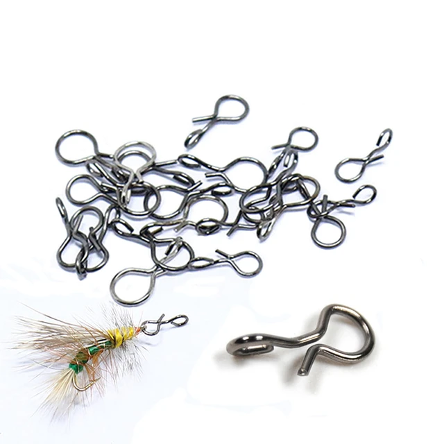 Wifreo 50PCS/bag Fly Fishing Snap Quick Change for Flies Hook Lures  Stainless Steel Lock Black Fishing Snaps Lures Clip Link