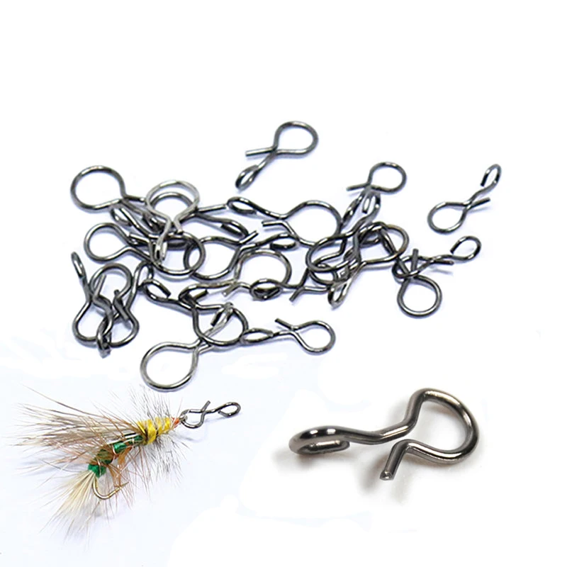 jujufly new hot 5optional sizes fly fishing snap hooks/connectors No-Knot  snap ring high strength steel quick change clip