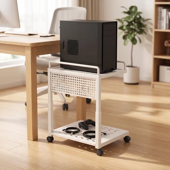 Supporto per Computer da Scrivania con Ruote, Supporto Ventilato per Computer da Scrivania, Carrello Mobile per Tower Computer, Carrello Compatto per Tower Computer