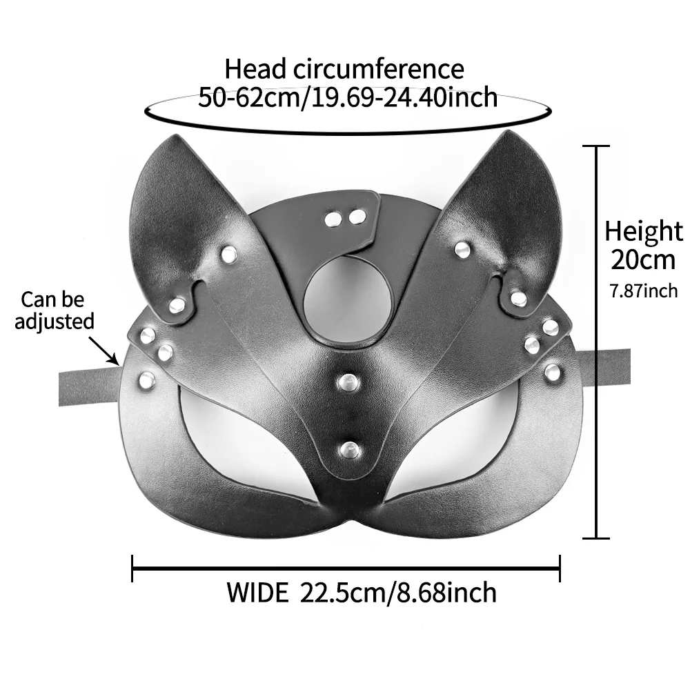 CEA BDSM Half Eyes Cosplay Face Cat Mask Leather Harness Mask Anime Women Leather Fun Halloween Genshin Impact Steampunk