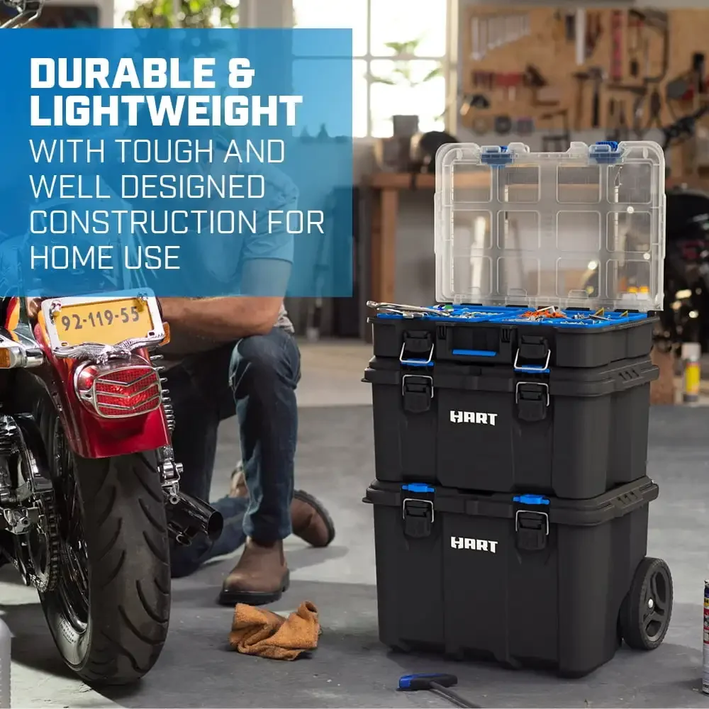 USA Stack System Mobile Toolbox for Storage & Organization 3 Piece Resin Plastic Modular Toolbox System 2