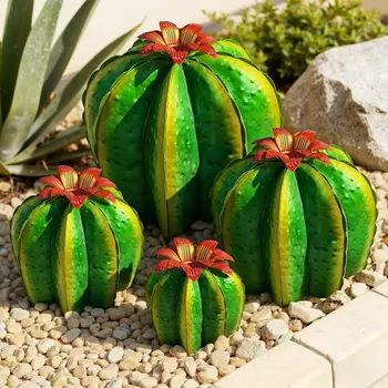 Metal Cactus Garden Art Set 1
