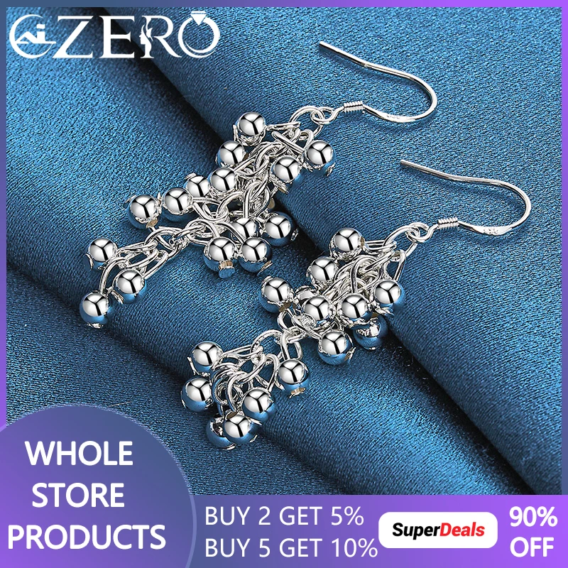 

ALIZERO 925 Sterling Silver Smooth Grape Beads Earrings For Women Lady Fashion Wedding Birthday Party Charm Jewelry Accessories