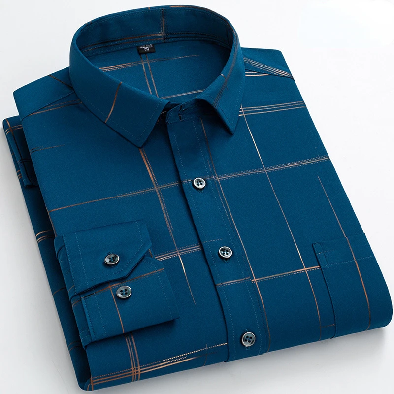 Haggar Button Up Chemise homme XL bleu vert plaid à manches longues