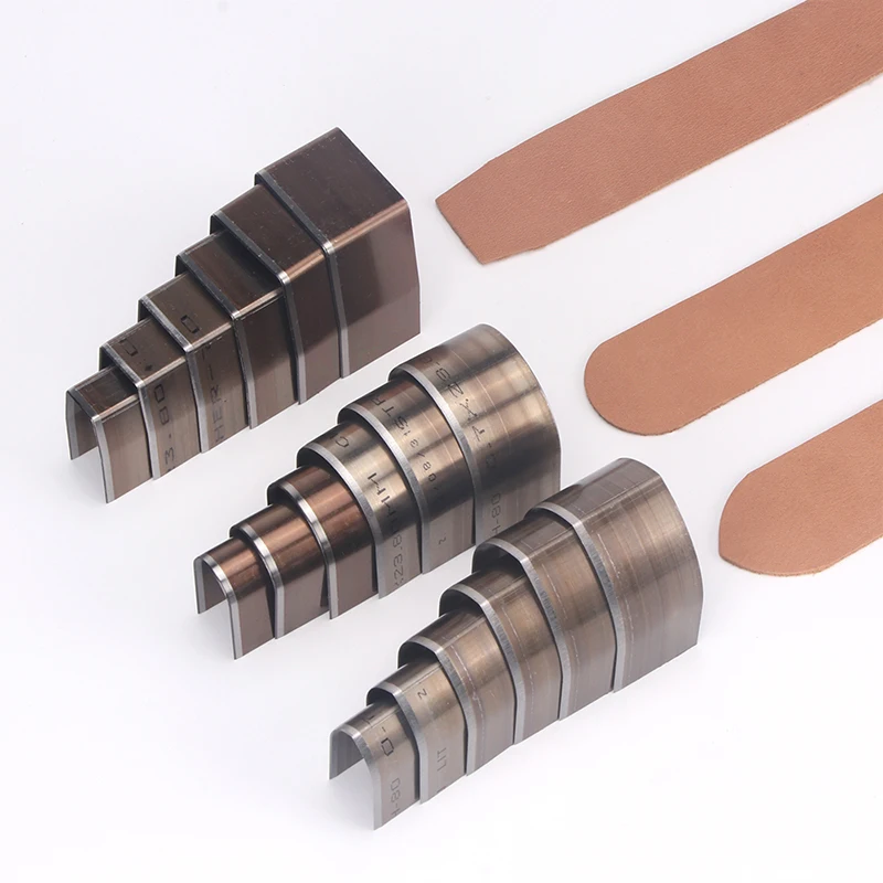 Leather Skiving Knife Leather Cutting Knife Leather Tool Leather Working Tools Leather Cutting Tool Cutting Knife Craft Cutting Tool Art Knife 18PCS/Set DIY Manual Leather Cutting Die Watch Belt Tail Sharp Square and Round Cutting Blade