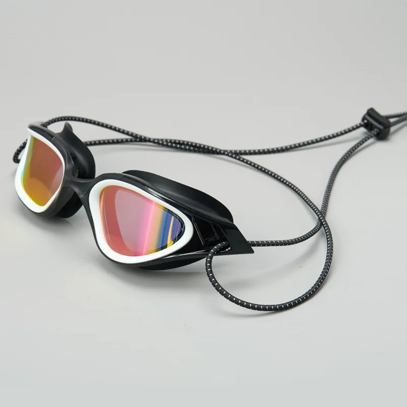 Adult Swim Goggles Men Rope Head Colorful Electroplated Polarized Light Waterproof and Anti-fog Outdoor Swimming Goggles