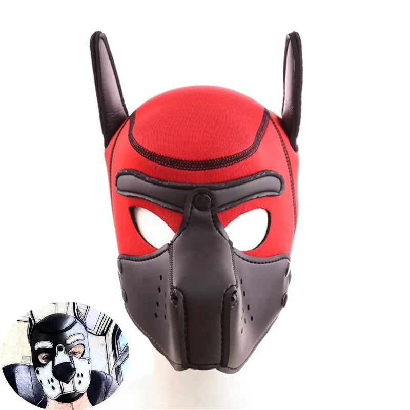 

BDSM Gay Puppy Play Toys Rubber Dog Hood Fetish Slave Restraints Bondage Mask Hood Sex Toys For Men Gay Sex Shop Accessories