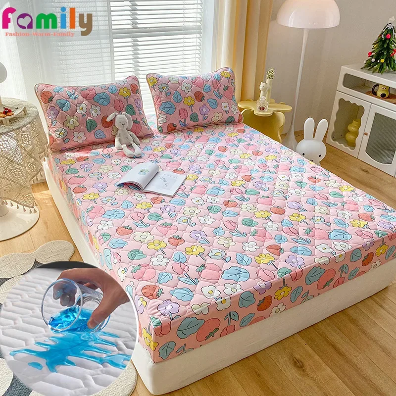 

Waterproof Quilted Mattress Cover Beautiful Flower Pattern Fitted Sheet for Adults Kids Twin Full Quuen King Size 180*200 Sheet