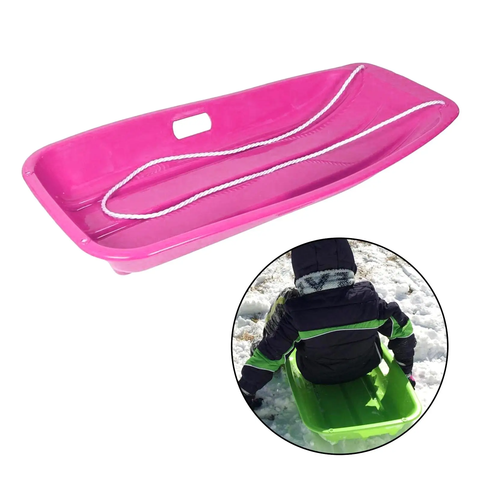 Classic Outdoor Snow Sled Toboggan Sledge Winter Toboggan Sled Pull Ropes for Outdoor Activities Grass Skiing Children Toddler