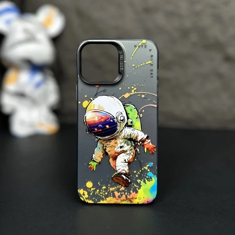 thumbnail image 1 of Fashion Graffiti iPhone15 Case Suitable for iPhone14 13Pro Max Models Cartoon Animal Pattern Matte Plated Soft Silicone Material, 1 of 4