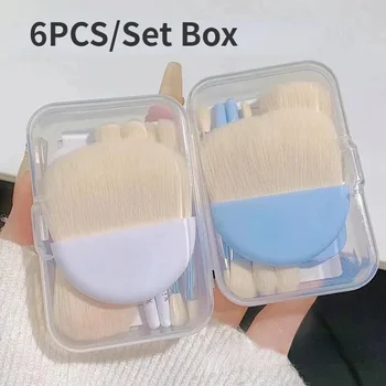 6Pcs Mini Makeup Brushes Set With Box Portable Cosmetic Powder Foundation Blush Blending Concealer Make Up Brushes Makeup Tool 1
