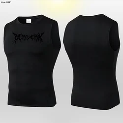 Anime Berserk Guts Graphic Compression Gym Vest - Quick Dry Muscle Tank Top - Asian size - 3XL (Black Vest - 2)