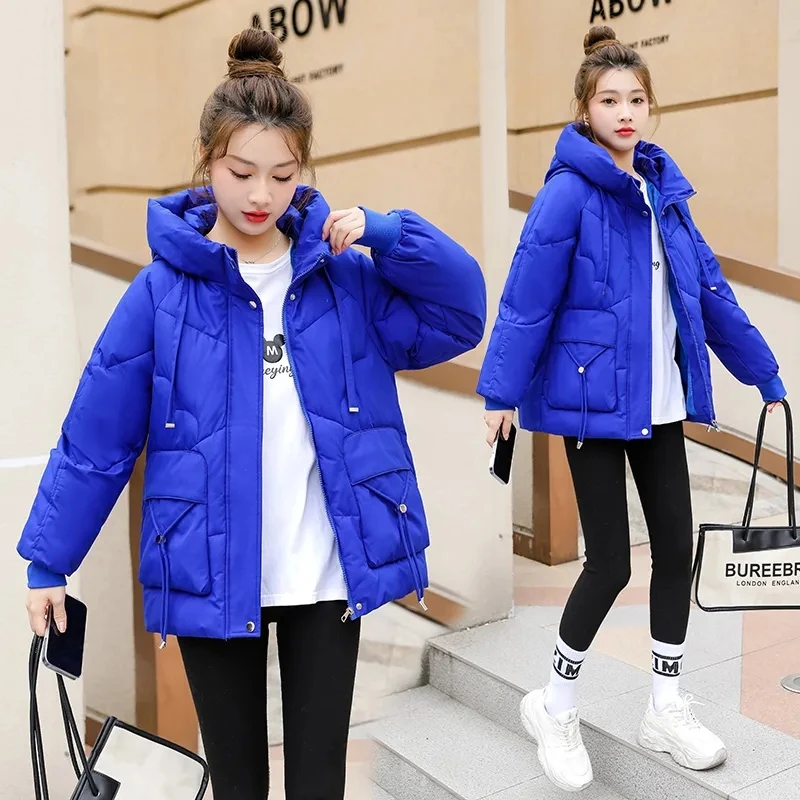 

2023 New Women's Parka Winter Jacket Hooded Long Thick Warm Cotton Padded Jackets Parkas Female Clothing Oversized Black Outwear