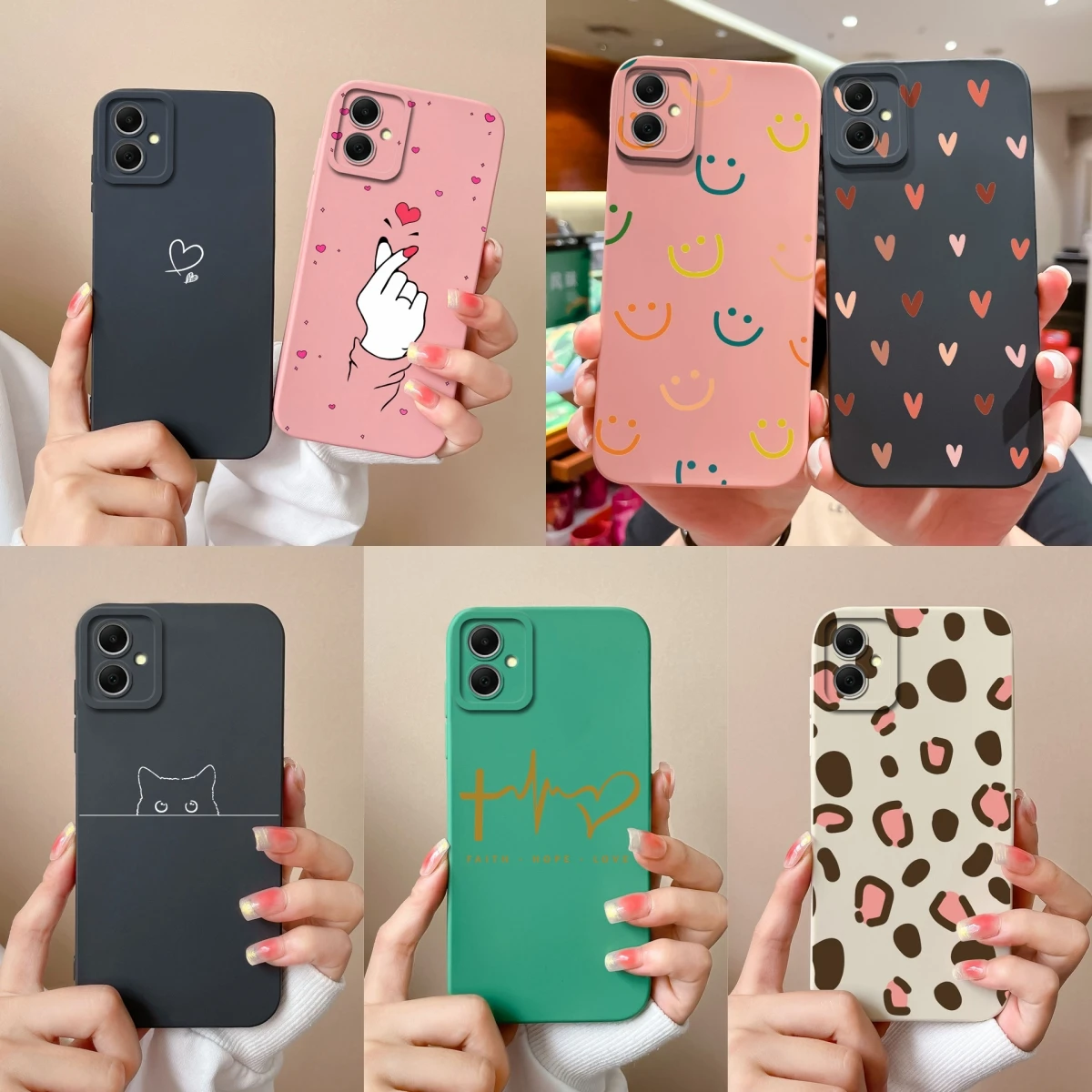 Per Samsung Galaxy A05 A05S Custodie Cover Posteriore Love Heart Antiurto Antiscivolo Silicone Square Fashion Per Samsung A 05 A05S Bumper